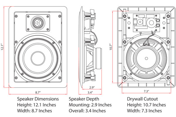 Micca M-6S 6.5-Inch In-Wall Speaker (Each, White) - Image 6