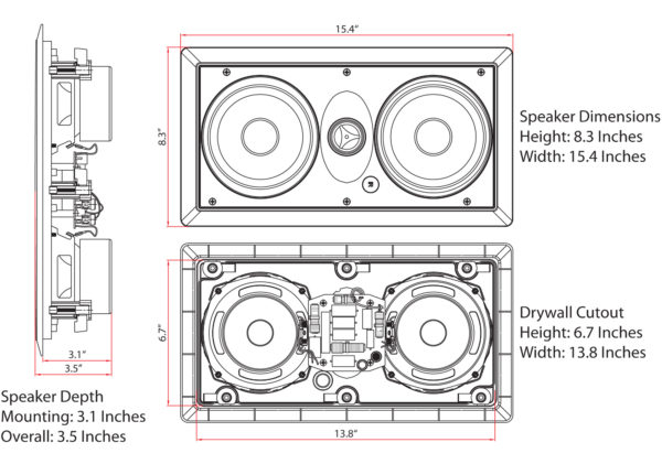 Micca M-CS 5.25-Inch LCR In-Wall Speaker (Each, White) - Image 6