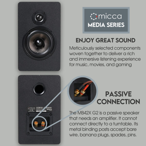 Micca MB42X G2 4-Inch Bookshelf Speaker (Pair) - Image 2