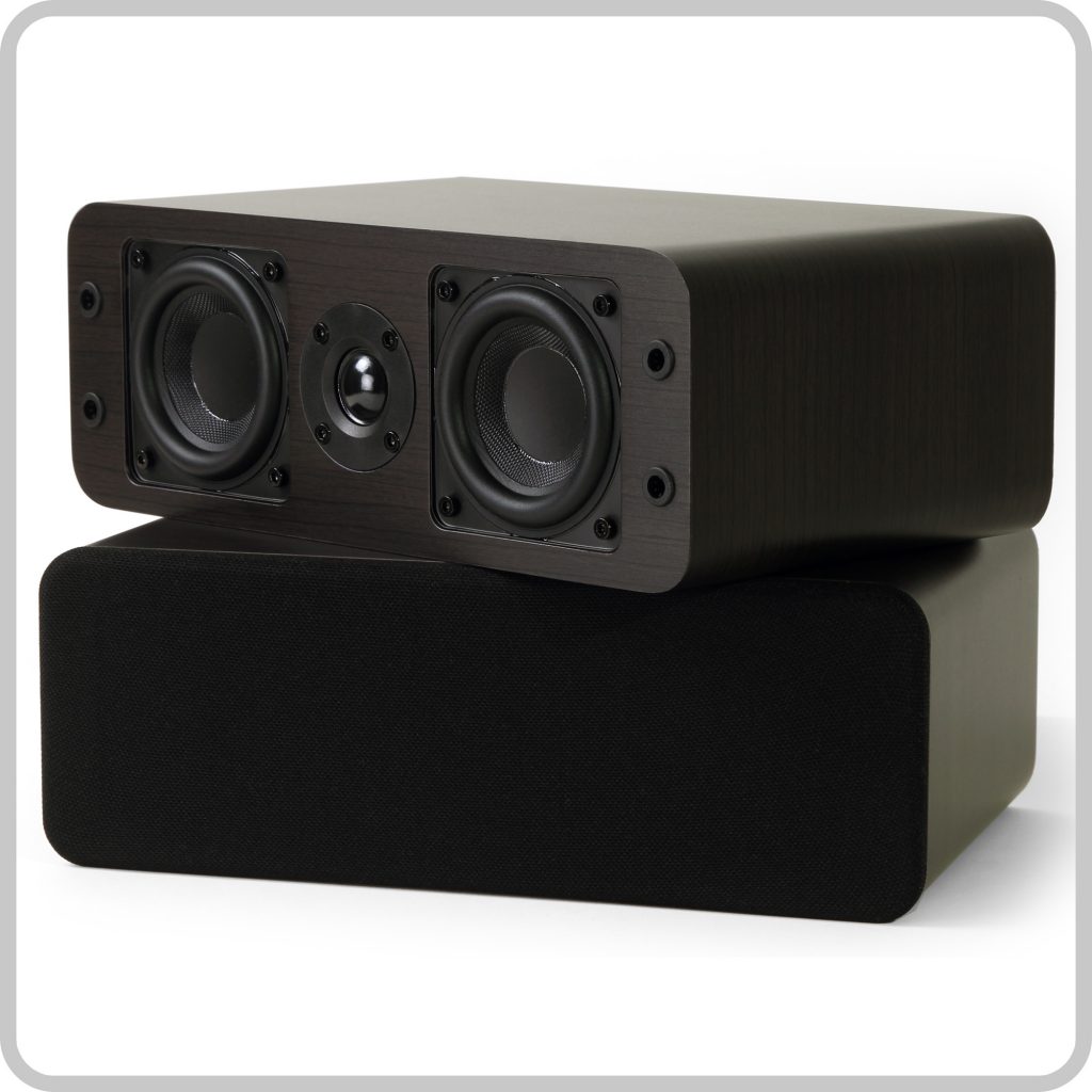 Micca OoO Center Channel Bookshelf Speaker With 3-Inch Woofers And Silk Tweeter Dark Walnut Each